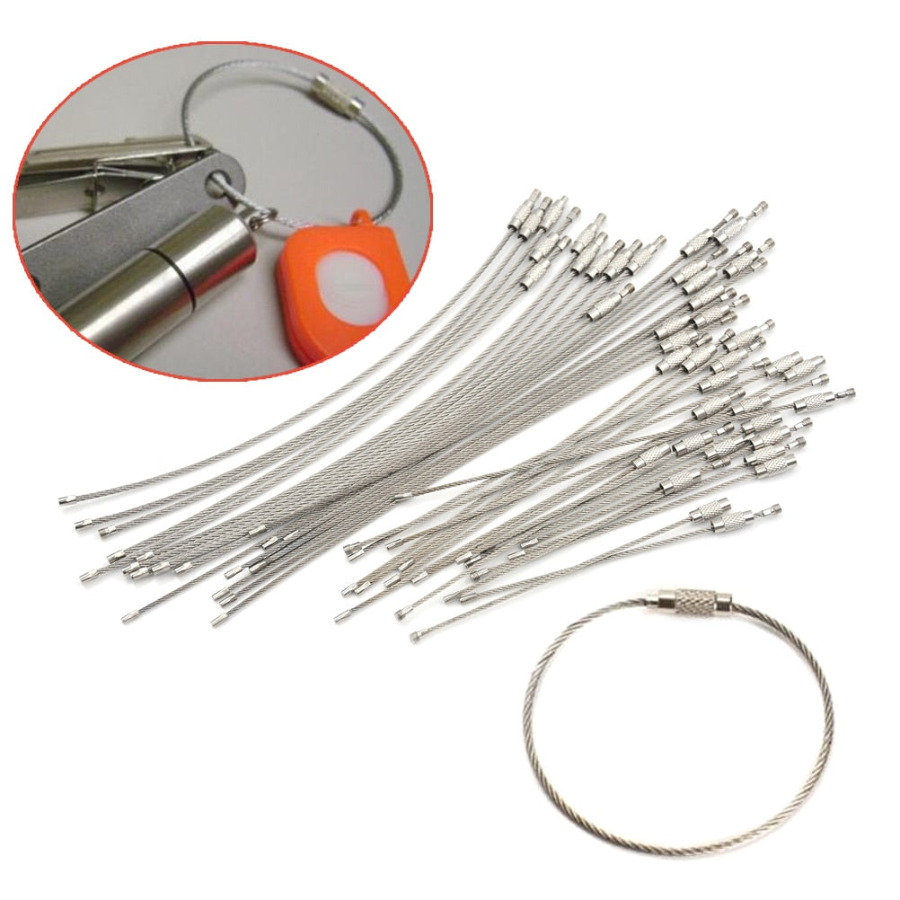 10Pcs 1.5/2mm EDC Keychain Tag Rope Stainless Steel