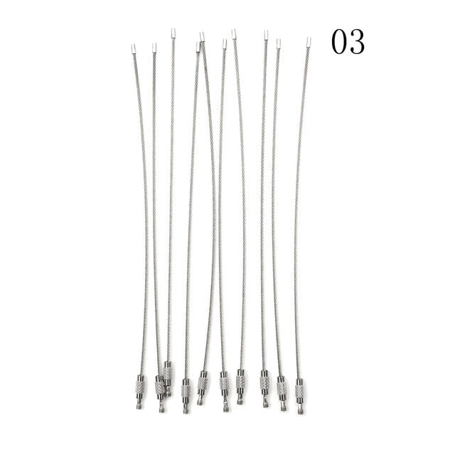 10Pcs 1.5/2mm EDC Keychain Tag Rope Stainless Steel